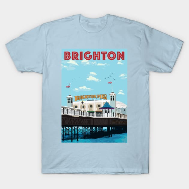 brighton pier classic travel art T-Shirt by YulisArtiyanaSiregar